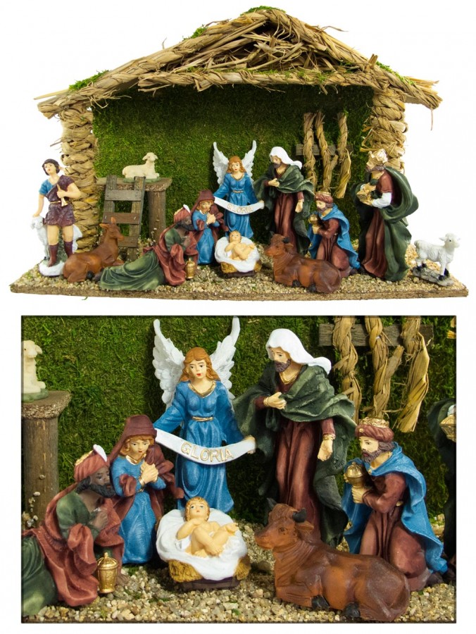 Large 13 Piece Nativity Scene - 47cm (stable)