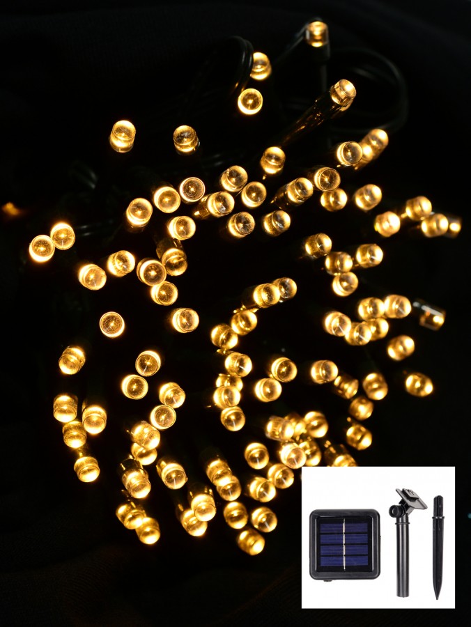 200 Warm White Concave Bulb LED String Fairy Solar Lights - 20m ...