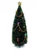 Decorated Green Glitter LED Christmas Tree Village Figurine - 24cm