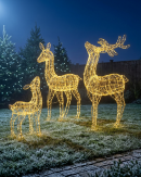 3D Reindeer Family Of 3 Warm White Naked Wire LED Light Display