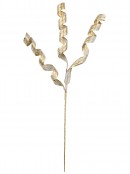 62cm Gold Curly Ribbon Spray With Iridescent Glitter Long Christmas Stem