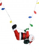 Padded Rope Climbing Santa With Lights Outdoor Hanging Decoration - 1.7m