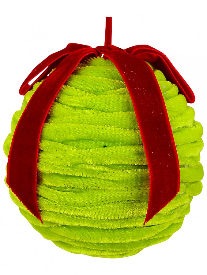 Whimsical Lime Green & Crimson Red Essential Ruched Pleated Bauble | 90mm