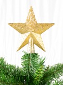 Gold 3D Star With Splatter & Glitter Pattern Tree Top Decoration - 20cm