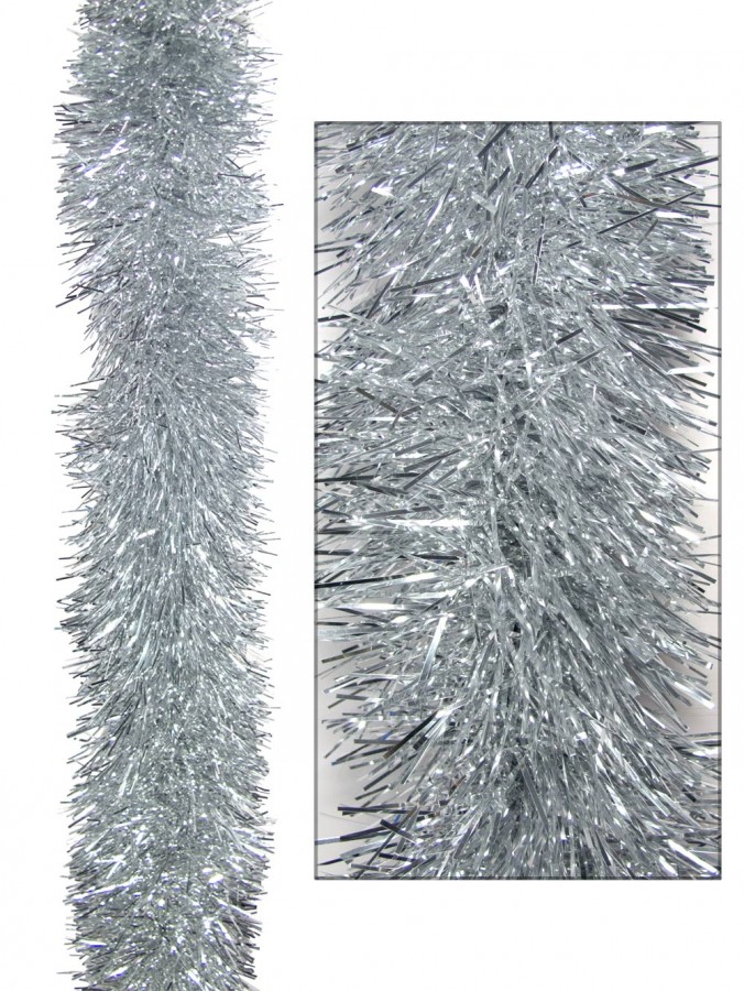 Silver Metallic 8ply Tinsel Garland 15cm X 5m Garlands, Wreaths