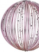 Pink Wire Glittered Bauble Shape Christmas Tree Hanging Decoration - 80mm