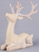 21cm Carved Wood Look Sitting Reindeer Resin Figurine