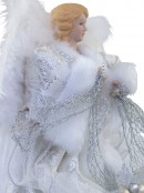 Angel With White Dress & Ceramic Face Tree Top Decoration - 30cm