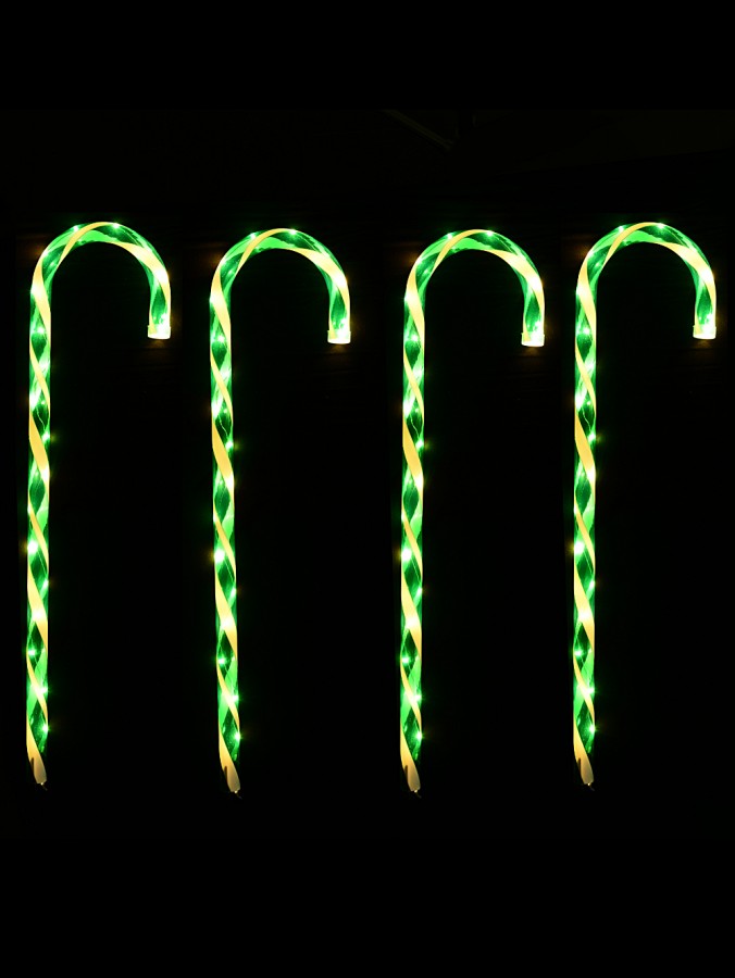 Green & White Candy Cane Christmas Garden Path Lights 4 X 80cm Christmas Lights Buy online