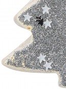 Wood Tree With Silver Glitter & Stars Christmas Tree Hanging Decoration - 11cm