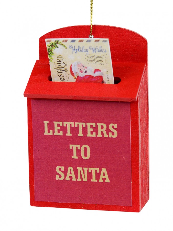 Red Letter to Santa Mailbox Hanging Ornament - 90mm