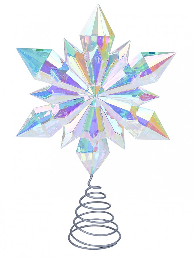 32cm Clear Iridescent Simple Star Christmas Snowflake Tree Top Decoration
