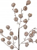 Dusty Rose Large Berries With Gold Glitter Christmas Spray Stem - 51cm
