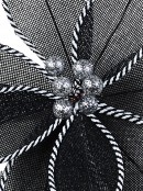 26cm Black Mesh With Silver & White Poinsettia Flower Christmas Tree Clip Pick
