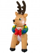 Cute Illuminated & Animated Reindeer With Wreath Inflatable - 70cm