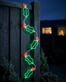 2.9m Dynamic Holly Leaf & Berry Garland Outdoor Christmas LED Light Display