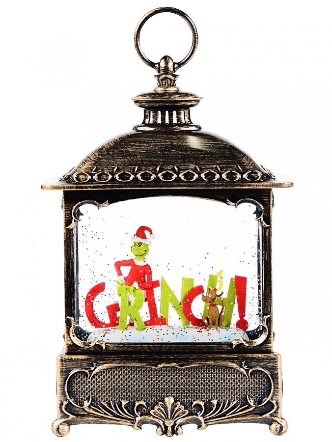 Dr. Seuss Grinchmas Wood Stove Look Christmas Lantern Snow Globe - 27cm