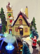 Illuminated & Animated Town Scene With Water Fountain Ornament - 27cm