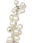 Pearl & Silver Glitter Berries With Sequins Christmas Spray Pick - 33cm
