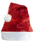 Red Sequins On Red Traditional Christmas Santa Hat - 43cm