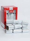 Silver & White Seasons Greetings & Font Christmas Cracker Bon Bons - 12 x 29cm