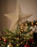 63cm Gold Glitter & Sequin Wire Christmas Star Tree Top Long Stem