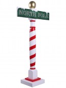 North Pole Signpost Resin Life Size Christmas Statue Decor Ornament - 1.8m