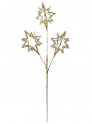 62cm Gold 3D Wire-Like Christmas Stars Spray With Sequins Long Stem