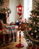 1.5m Snowing Santa Musical Christmas Street Lamp Post | USB Indoor Display