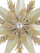 Champagne & Gold Glittered Star Christmas Tree Topper Ornament - 33cm