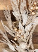 Rose Gold & Champagne Christmas Wreath With Mixed Foliage & Baubles - 70cm