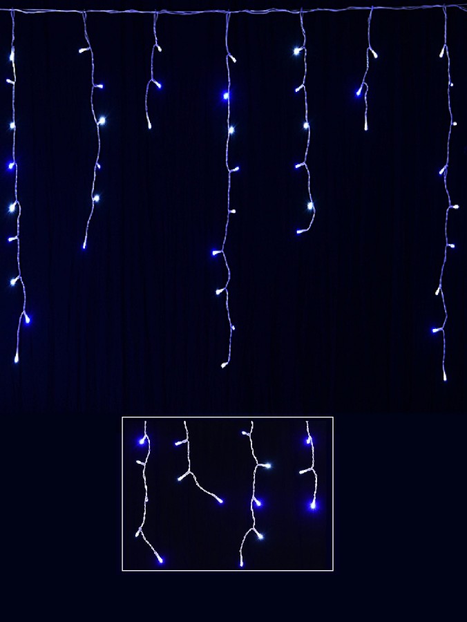 1008 Blue & Cool White Concave Bulb LED Christmas Icicle String Light - 50m
