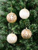 4x Opulent Rose Gold & White Statement Sequin & Diamond Ball Bauble | 80mm
