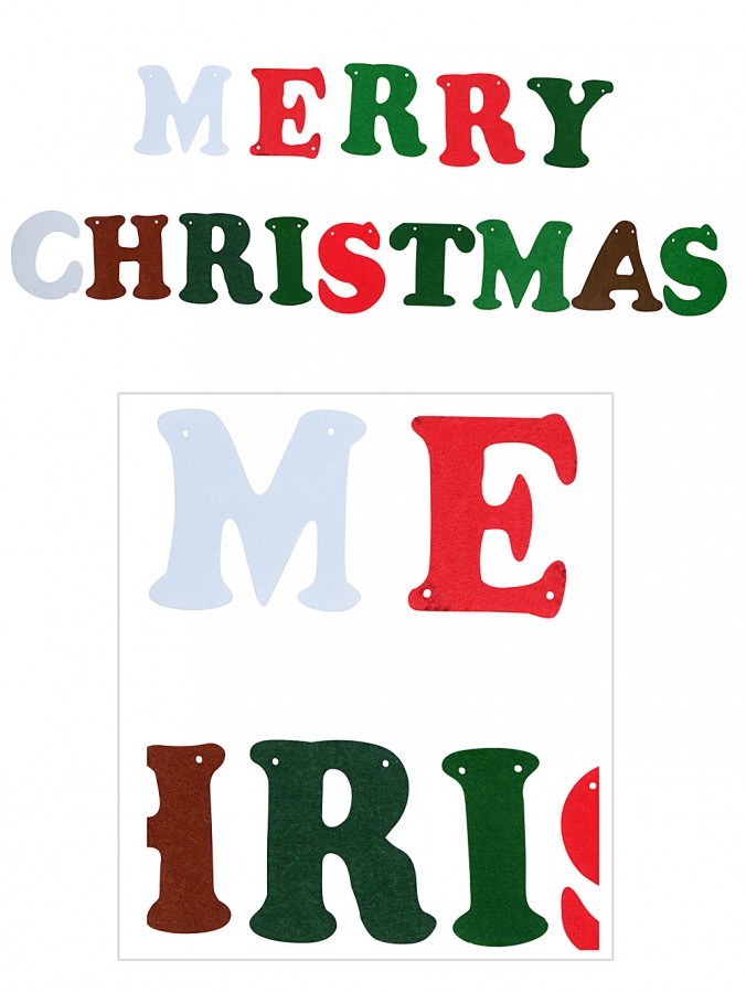 Merry Christmas Felt Letter Pennant Banner Decoration - 1.6m