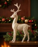 36cm Carved Wood Style Standing Reindeer Resin Figurine