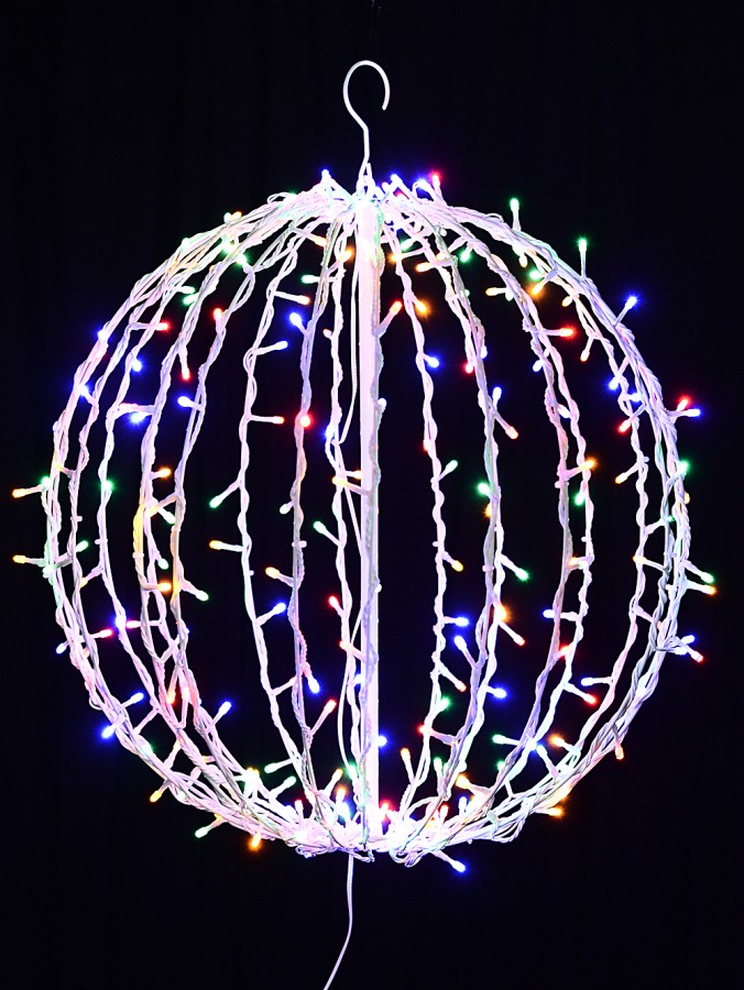 Multi Colour LED Hanging 3D White Sphere String Light Display - 50cm