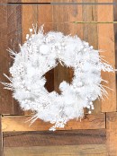 50cm Arctic White Fir Wreath With White Berries, Picks & Baubles
