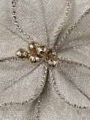 24cm Natural With Sequins & Diamantes Poinsettia Christmas Tree Clip Pick