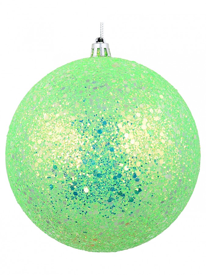 Whimsical Lime Green & Silver Grand Glitter Encrusted Bauble | 12cm
