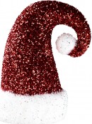 Red 3D Santa Hat & White Trim Tinsel Fleck Christmas Long Stem - 46cm Wide