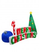 Merry Christmas With Bauble, Tree & Cane Illuminated Inflatable Display - 2.6m