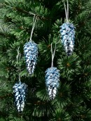 4x Silver Blue Two Tone Whimsical Signature Pinecone Finial Drop | 11cm