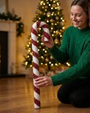 90cm Red & White Swirl Christmas Candy Cane Tinsel Plaque Ornament