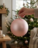 2x Lustrous Light Rose Gold Grand Matte Ball Bauble | 15cm