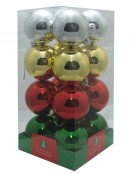 Red Green Silver & Gold Metallic Christmas Baubles - 16 x 60mm
