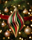 Red Green & Gold Stripe Whimsical Monumental Onion Drop | 28cm