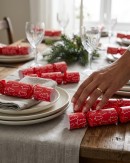 50x Red With Tree Silhouettes Pattern Christmas Bon Bons (Crackers) | 31cm