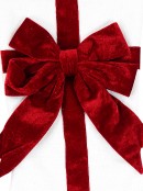 45cm Soft White Hessian Like Stocking With Burgundy Bow Decoration