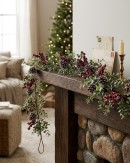 2.7m Boxwood & Red Berry Christmas Vine Garland | Snow Tipped Pine Cones