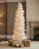 2.3m Slim White Flocked Pyrenees Spruce Pre-Lit Tree | 878 Tips & 440 LED